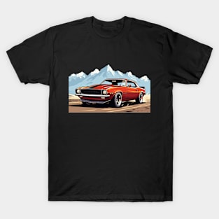 Camaro Red Mountain Cartoon T-Shirt